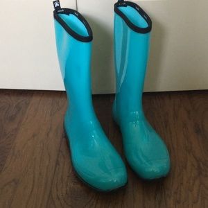 Aqua blue rain boots